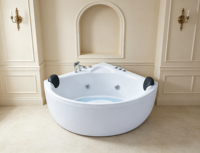 Baignoire d'hydrothérapie contemporaine d'angle avec jets de massage et deux appuie-têtes pour la maison