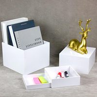 Boîte de rangement en acrylique blanc, présentoir alimentaire, support de buffet, présentoir à desserts emboîtable, présentoir en cube pour mariages et banquets