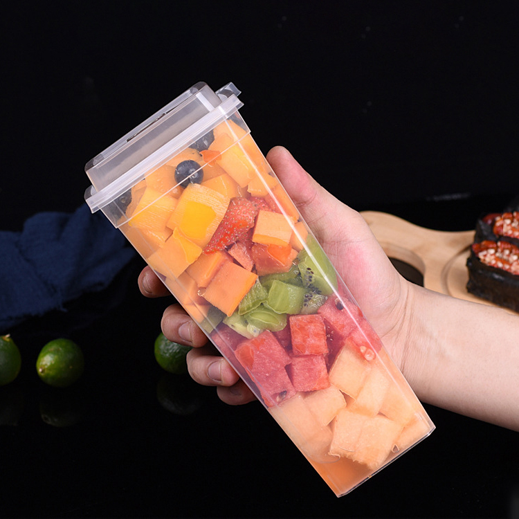 Одноразовая квадратная пластиковая чашка для молока и чая объемом 1000 мл, утолщенная прозрачная чашка из полипропилена для инъекций фруктов, чая с крышкой и ложкой