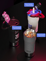 Gobelet isotherme en acier inoxydable de 800 ml avec paille escamotable et poignée anti-fuite, maintien thermique 12-24h, idéal pour la gym, le bureau et l'extérieur - Vente en gros