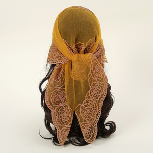 Sciarpa <span class=keywords><strong>Bandana</strong></span> ricamata alla moda da donna elegante <span class=keywords><strong>fascia</strong></span> per <span class=keywords><strong>capelli</strong></span> a turbante elastica floreale - Product Image 4