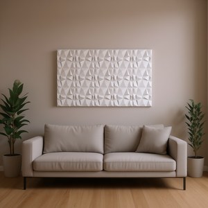 Panneaux muraux géométriques 3D, design diamant blanc, 12 pièces, 19,7 x 19,7 pouces, style minimaliste pour usage domestique - Product Image 2