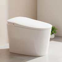 WC intelligent automatique au design populaire avec bidet intégré, cuvette allongée, siphon en S, siège chauffant, éclairage LED, télécommande monobloc