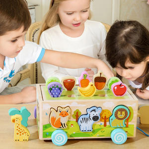 Jouet éducatif cognitif pour enfants, véhicule à tirer en forme d'animaux de la ferme, apprendre à tirer sur les carottes, attraper les insectes, éducation précoce - Product Image 2