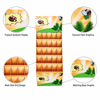 Présentoir Tropical Ondulé Personnalisable Multi-emplacements FSC pour Supermarché, Snacks de Noix de Coco, Merchandising FSDU