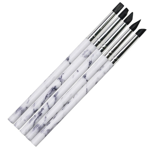 5Pcs Marble Handle Silicone Nail Art Carving Embossing Pen Set Flat <b>Glue</b> Tip for 3D Gel Sculpting - Product Image 2
