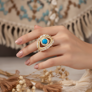 <b>Turquoise</b> Eye Design Fine <b>Ring</b> Eye of Evil With Baguette Stone Silver <b>Ring</b> Wholesale Handcrafted Silver <b>Ring</b> - Product Image 3