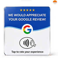 Support de table en acrylique 12 cm pour carte de commentaires Google NFC, NFC213 13,56 MHz, appuyez pour commenter, OEM/ODM personnalisé, prêt à être expédié, en stock