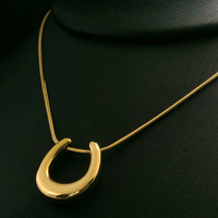 Chaîne serpent en laiton plaqué or 14 carats Collier chaîne fer à cheval pendentif en forme de U en acier inoxydable