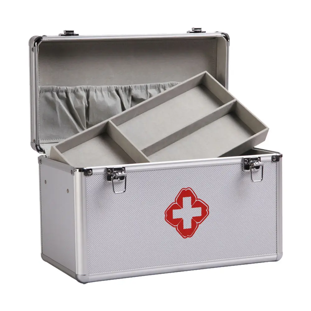OEM Customized Size Handle Security Lock Medicine Storage Aluminium First-Aid Case