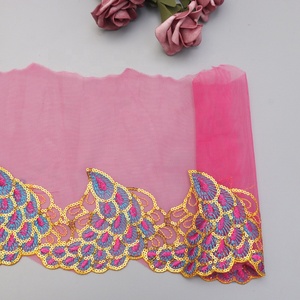 Tela <span class=keywords><strong>de</strong></span> encaje bordada con hilo en forma <span class=keywords><strong>de</strong></span> cola <span class=keywords><strong>de</strong></span> pavo real y fénix para vestido, ribete <span class=keywords><strong>de</strong></span> encaje con lentejuelas <span class=keywords><strong>de</strong></span> 20 cm <span class=keywords><strong>de</strong></span> ancho en stock - Product Image 5