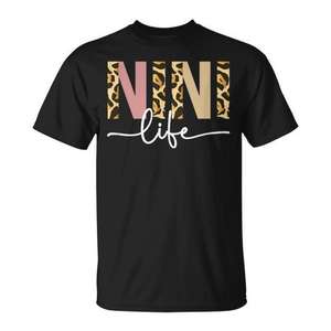 Nini Life T-shirt noir à imprimé léopard pour femme, vêtements décontractés - Product Image 1