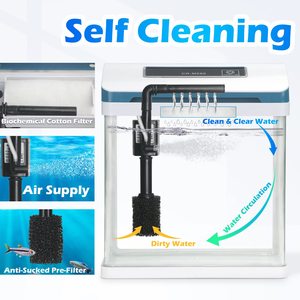 Klein Glas <span class=keywords><strong>2</strong></span> <span class=keywords><strong>Gallon</strong></span> Aquarium Zelfreinigende Led Temperatuur Display Filter Aquarium Mini Tafelblad Bekijken Goudvis <span class=keywords><strong>Tank</strong></span> - Product Image 5