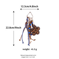 Breloque de sac vintage faite à la main multi-éléments, perle à pompon moelleux, porte-clés tendance pour femme, décoration de sac polyvalente