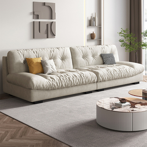 Ý tối giản Kem <span class=keywords><strong>sofa</strong></span> ánh sáng sang trọng rắn gỗ khung cắt <span class=keywords><strong>sofa</strong></span> đơn giản hiện đại phòng khách vải <span class=keywords><strong>sofa</strong></span> - Product Image 2