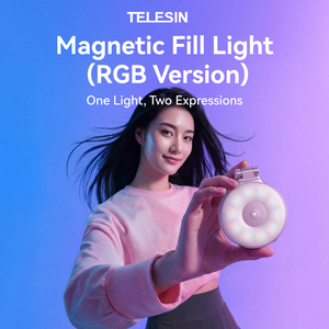 TELESIN RGB Magnetic Selfie Light for <strong>Phone</strong>, 2500K-7000K CCT &amp; 360&deg; LED Video Light, Rechargeable Portable Clip on Fill Light - Product Image 2