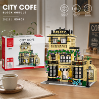Série de jouets de construction City Cofe Street View pour importateurs en gros, ensembles de présentation de scènes urbaines pour acheteurs en ligne, articles d'ameublement