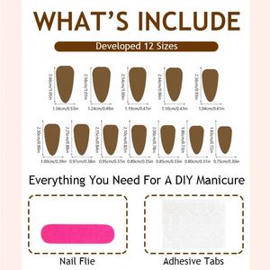<span class=keywords><strong>Unghie</strong></span> Finte Francesi a Mandorla all'Ingrosso per Signore, 24 Pezzi, Manicure Press-on con Bordi Dorati, <span class=keywords><strong>Unghie</strong></span> Artificiali - Product Image 4