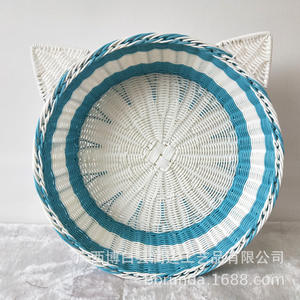 Cesta de Mimbre Ovalada para Mascotas, Cama Impermeable para Perros, Casa para Gatos con Almacenamiento, Tapete Extraíble y Lavable para Interiores, Tamaño Pequeño - Product Image 3