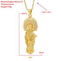 Bijoux religieux plaqué or 18 carats CZ Saint Jude San Judas Tadeo Pendentif Diamant Pave Madonna Pendentif Collier