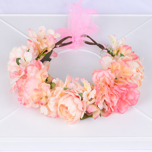 Couronne de fleurs artificielles de pivoine en gros pour mariée, attractions touristiques, mariage, employées - Product Image 6