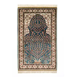 Tapete de oração de 3x5ft feito à mão, tapete de seda persa
