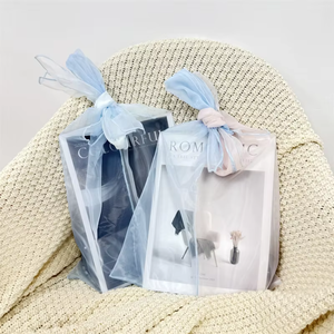 Sac fourre-tout en organza bicolore noué aux épaules, sac de shopping résistant et transparent, sac de mode personnalisé pour femmes, idéal pour cadeaux, vêtements et cosmétiques - Product Image 6