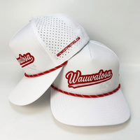 Casquette de sport blanche imperméable personnalisée avec logo, en polyester découpé au laser, broderie OEM ODM