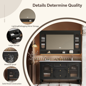 <span class=keywords><strong>Mueble</strong></span> de Baño Retro Francés de 48-92 Pulgadas con Lavabo Individual/Doble, <span class=keywords><strong>Mueble</strong></span> de Pie, Espejo Inteligente Antivaho/Gabinete con Espejo - Product Image 3