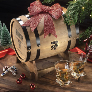 Custodia e supporto in legno personalizzati all'ingrosso 2 bicchieri pinze 8 pietre per trasportare borsa a Barrel completo da Bar Set confezione regalo da uomo con pietre di whisky Premium - Product Image 2