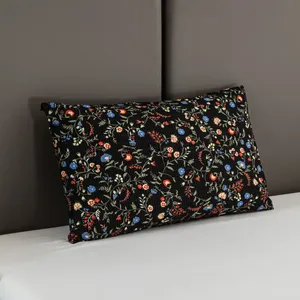 <span class=keywords><strong>Demi</strong></span>-feuille pour mise à la terre Kit de draps housse avec fleurs imprimées noires comprenant des techniques tissées de fil de terre - Product Image 6