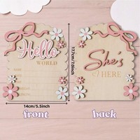 Uionen Panneau de photos en bois rose avec nœud, cadeau de baby shower, souvenir de nouveau-né, accessoire photo pour maman
