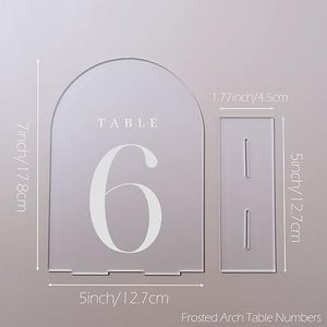 Lot de panneaux de table personnalisés pour mariage en acrylique, marqueurs de place en forme <span class=keywords><strong>d</strong></span>'arche et supports de numéros de table – Vente en gros fabricant - Product Image 2