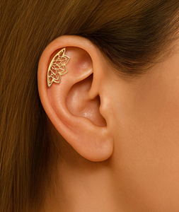 Piercing plat en une seule pièce en argent sterling S925 plaqué or 18 carats avec zircon, motif lotus creux, pour cartilage et hélix, 16G - Product Image 4