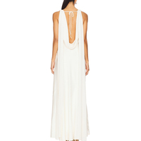 Robe longue élégante en mousseline de soie blanche et satin, col en V profond, sans manches, en soie, style minimaliste, pour mariée, invitée de mariage ou soirée, avec soutien-gorge intégré