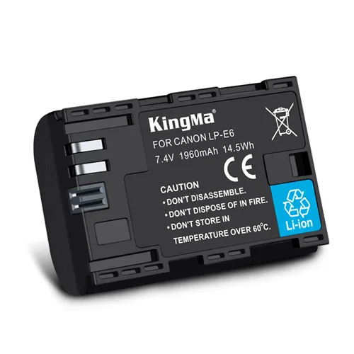 Kingma Digital Recharger 1960mAh Lithium ion Batteries LP-E6 for Canon Camera 7D2 EOS 60D 7D 6D