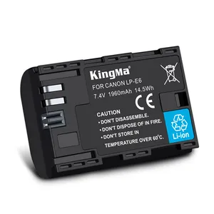 Kingma Digital Recharger 1960mAh baterias de íon de lítio LP-E6 para Canon Câmera EOS 7D2 60D 7D 6D