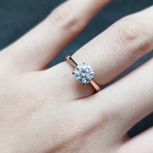 M19A Abiding Heart Prong Setting Ouro Branco Sólido 9 Karat Rodada 6.5mm 1CT CVD HPHT Laboratório Diamante Solitário Anel de Noivado - Product Image 6