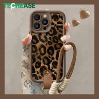 Étui de téléphone portable personnalisé OEM en TPU à imprimé léopard, antichoc, avec cordon de poignet, étuis de protection pour iPhone, fournisseur en gros