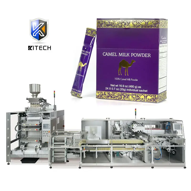 पूरी तरह से स्वचालित प्रोटीन पाउडर स्टिक सैशे बॉक्स मशीन मल्टी ट्रैक दूध पाउडर कार्टन पैकेजिंग मशीन