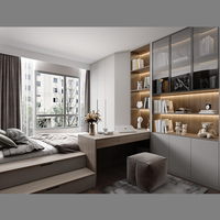 Lit superposé moderne de luxe, directement de l'usine, avec armoires tatami, taille complète, écologique, rangement réglable, matériau MDF, support robuste