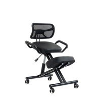 Chaise de bureau ergonomique à genouillères avec support en acier, dossier en maille respirante, genouillères en cuir PU, roulettes pivotantes, vente en gros