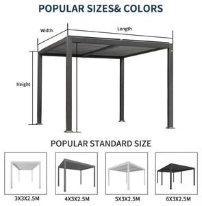 Pergola extérieure en aluminium à toit à persiennes réglables sur mesure pour <span class=keywords><strong>jardin</strong></span>, patio, cour, terrasse - Product Image 4