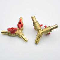 Robinet à bille en laiton type Y à 3 voies, double interrupteur indépendant, raccord cannelé pour tuyau, joint PTFE, garantie 3 ans, pour conduites d'eau, de gaz et d'air