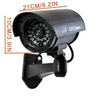 Cámara de Seguridad Ficticia con Monitor de Sistema CCTV, Luces Intermitentes Rojas Realistas en la Noche, Montaje en Pared para Uso en Interiores y Exteriores