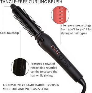 NB lebar elektrik dapat ditarik, sikat pengeriting ionik 33 MM kualitas tinggi panas termal bulu rambut LED temperatur - Product Image 3