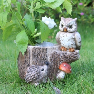 Resina de buho estatuilla animal jardinera olla diseño de encargo al por mayor de pájaro de resina decoración flor olla $ - Product Image 3