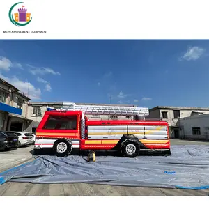 Новая разработанная пожарная машина надувная полоса препятствий надувная пожарная машина с горкой гигантское Надувное препятствие