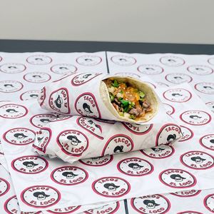 Customized Recyclable Greaseproof Food Grade Wrapping <b>Paper</b> for Burger Taco Oil Proof Custom logo Printed Packaging <b>Paper</b> - Product Image 4