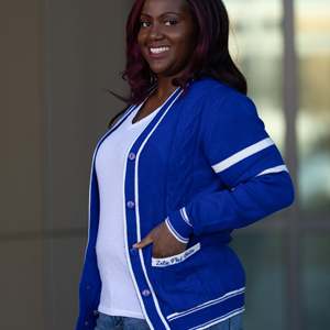 Custom OEM ODM logo Oversized Ze Cotton <strong>Royal</strong> <strong>Blue</strong> Cable Knit Sweater <strong>Women</strong> <strong>Cardigan</strong> - Product Image 3